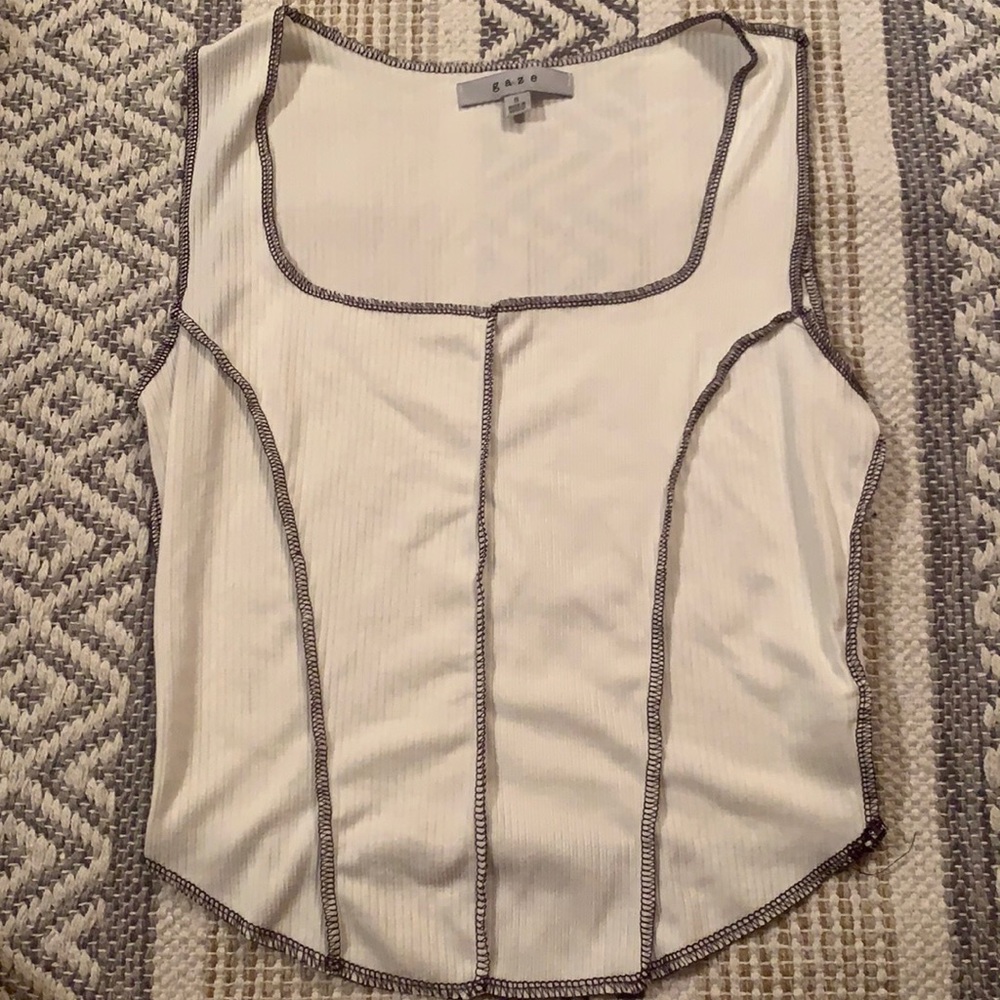 White Reversed Stitch Tank Top size Small